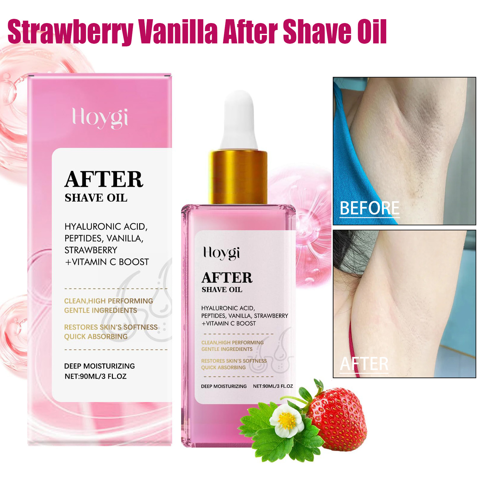 Shaving Cream - Huile après-rasage parfum fraise, lissante, apaisante,