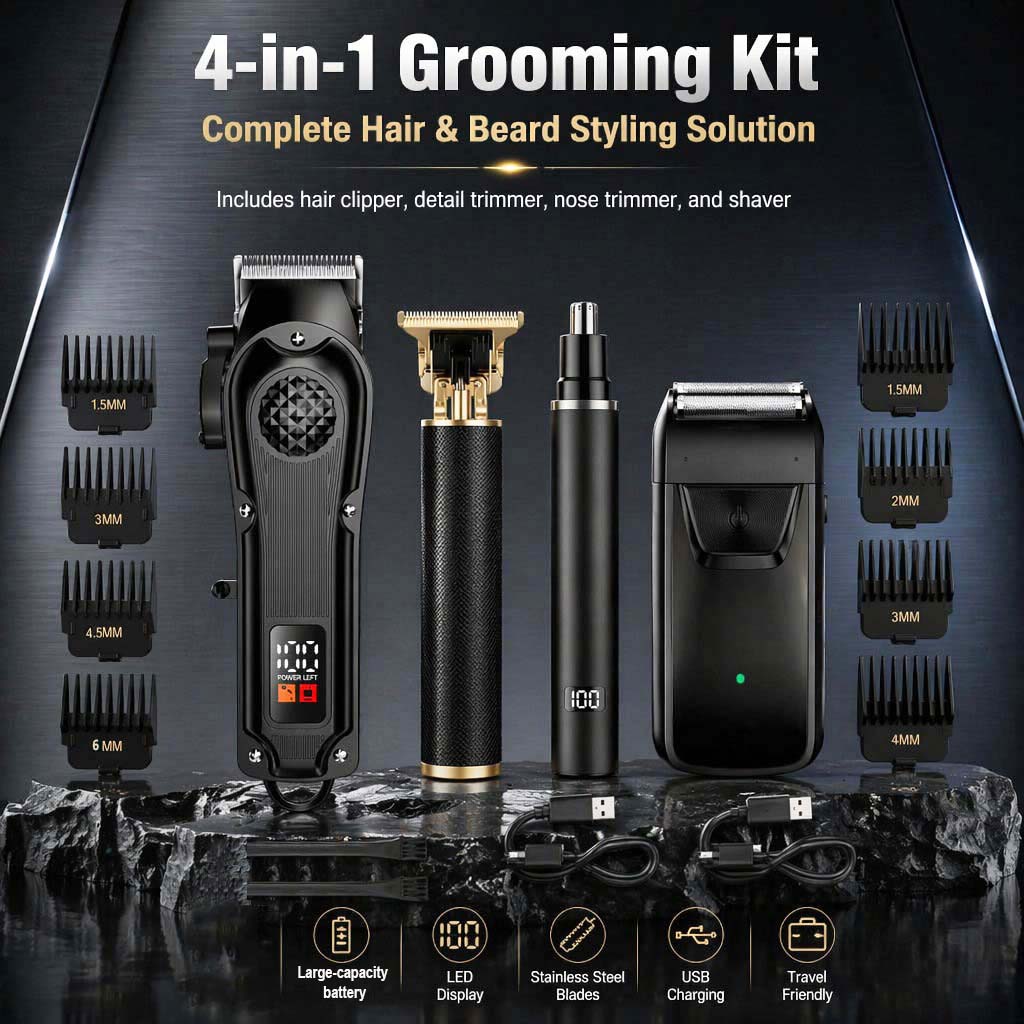 Electric Shaver Rotary - Tondeuse à cheveux 4-en-1 pour homme